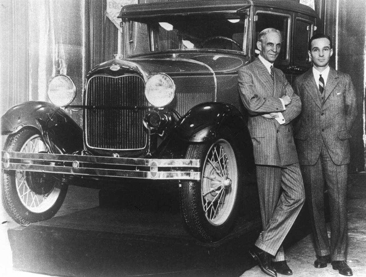 Henry Ford, American car manufacturer, with his son Edsel, c 1920