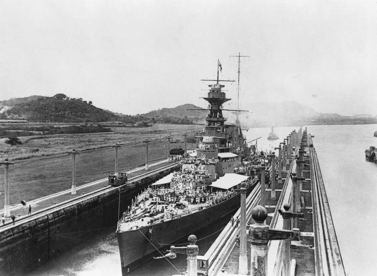 HMS Hood in Panama Canal
