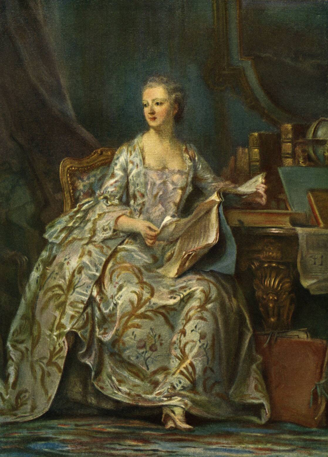 Madame de Pompadour - portrait of King Louis XV 's mistress by Maurice Quentin de Latour (1704 - 1788).