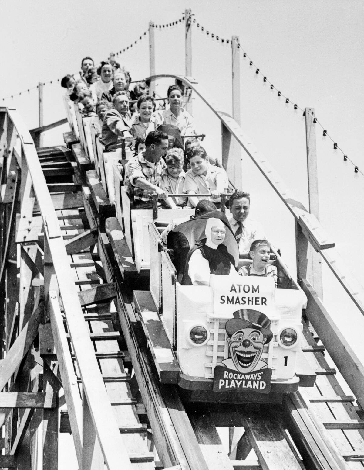 Nun with Her Blind Students Riding Roller Coaster Ride