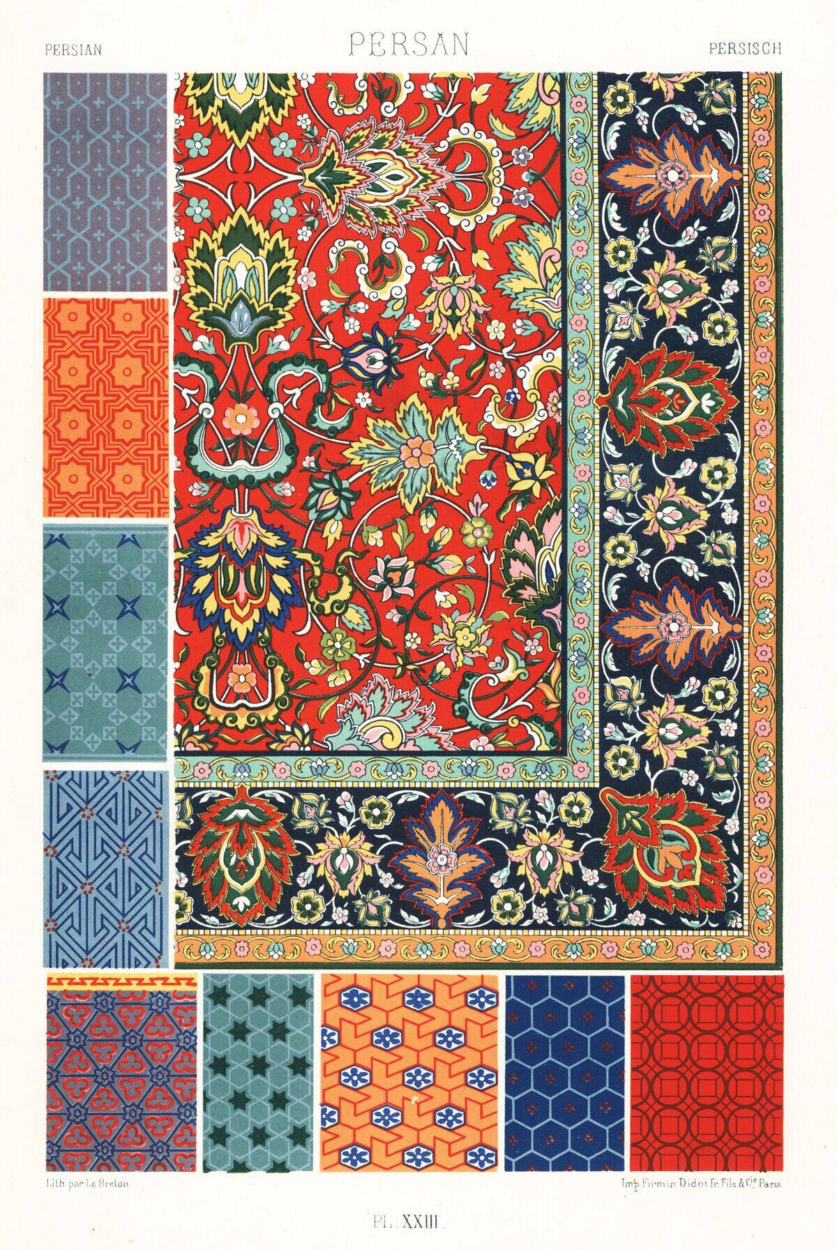 Persian art: tapestry and flowing ornaments