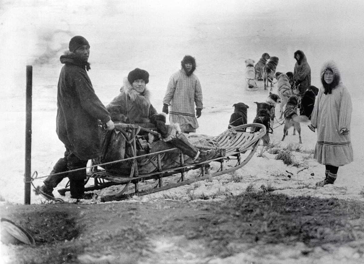 Physician Riding with Dog Sled Team to Treat Small Pox