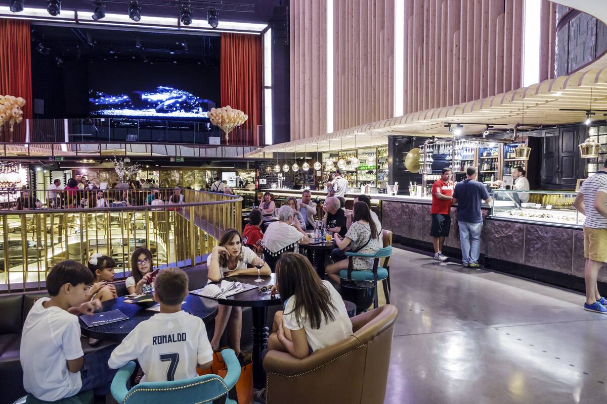 Plateau Madrid, food court and converted movie theatre.