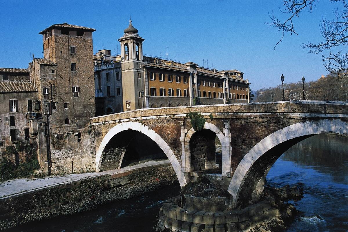 Pons Fabricius which connects Tiber Island