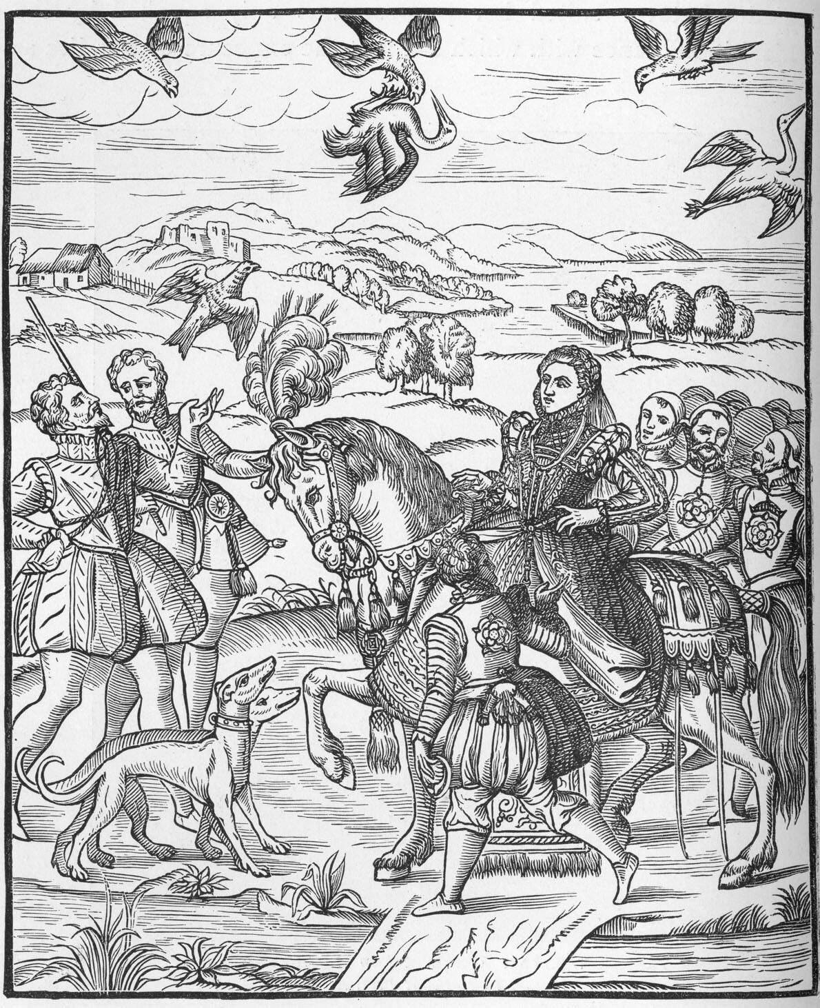 Queen Elizabeth I hawking.