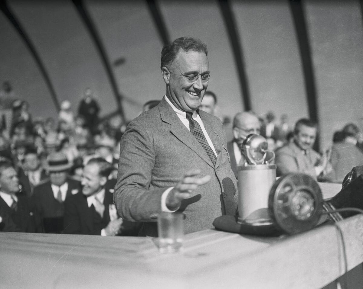 Roosevelt Laughing during Speech