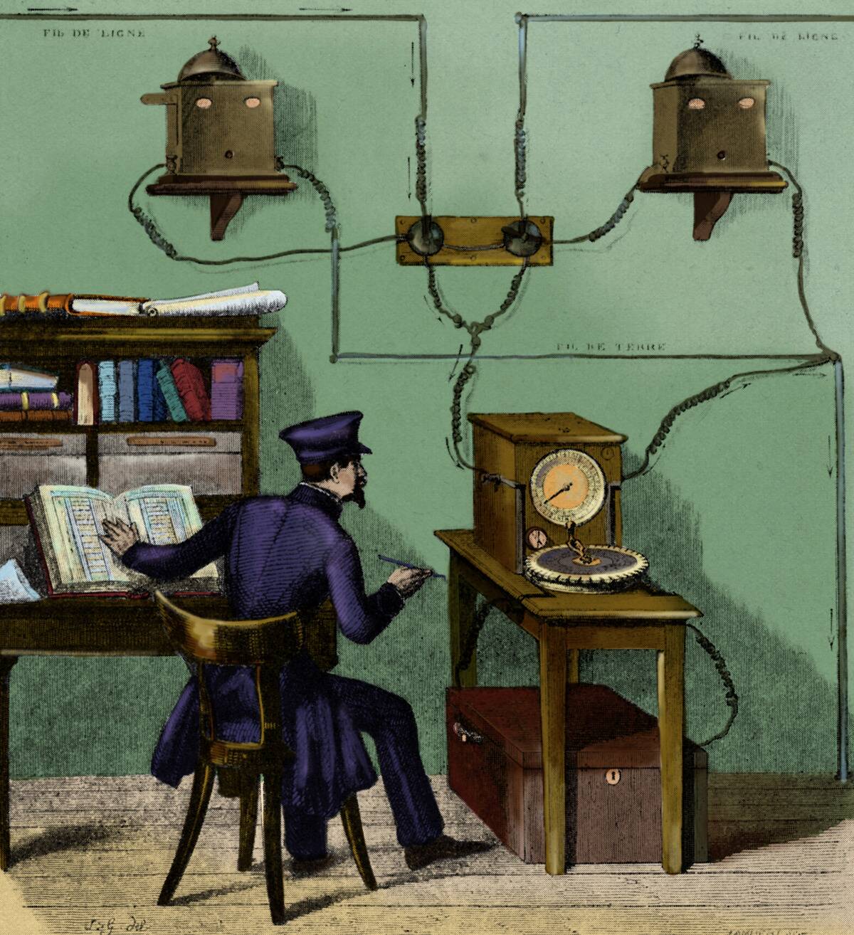 Telegraph Operator receiving a message, 1861