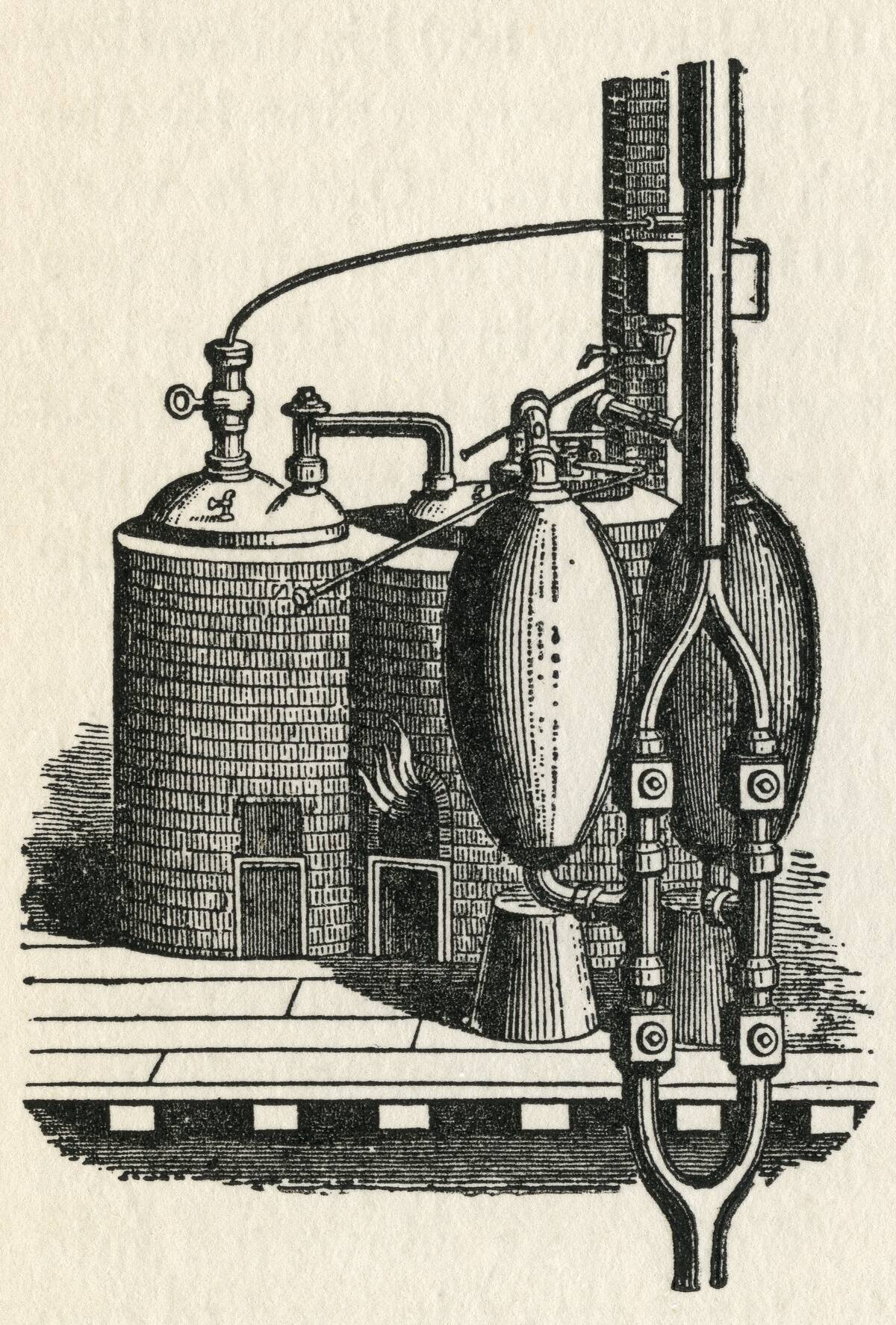 The 1698 steam engine invented by Thomas Savery