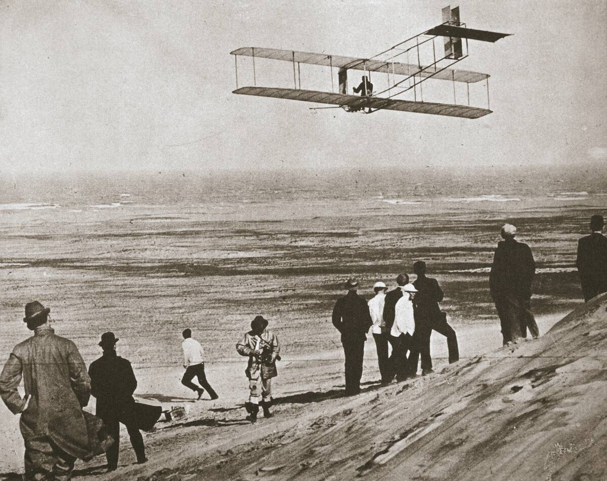 The Wright Brothers Testing An Early Plane At Kitty Hawk North Carolina USA circa 1903