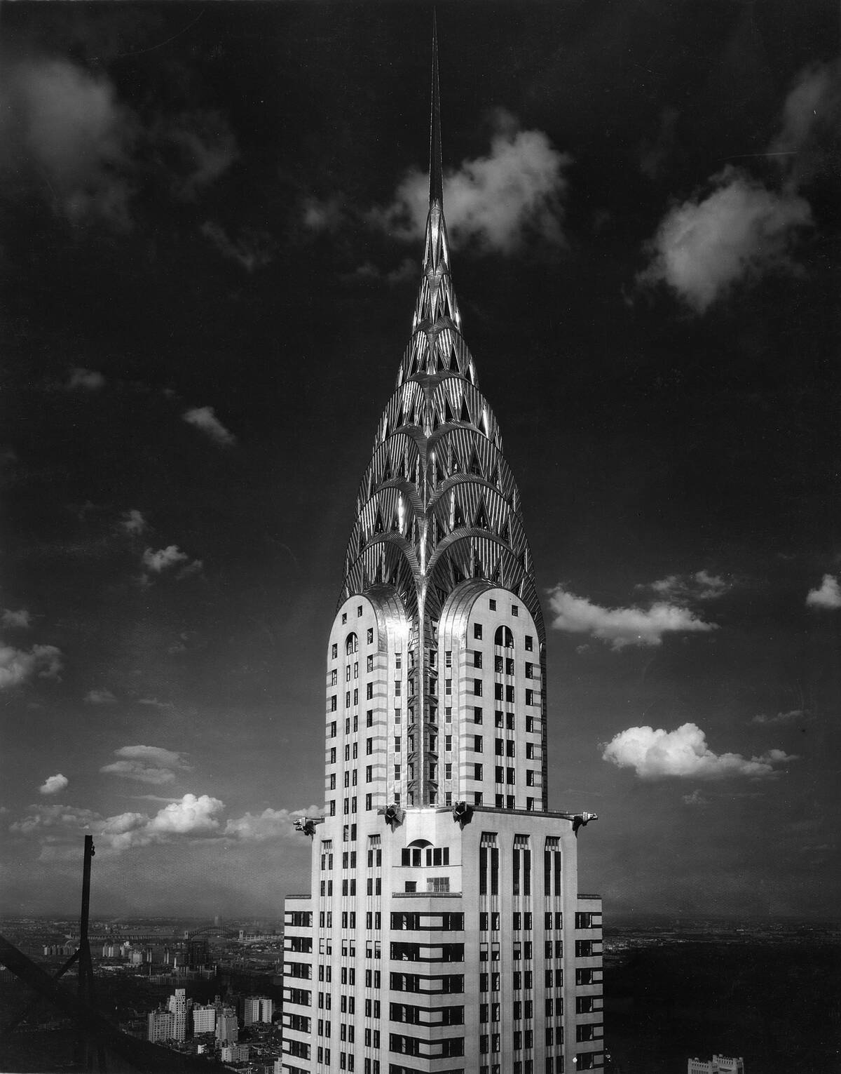 Tight Shot Of The Upper Stories And Spire Of The Chrysler Building