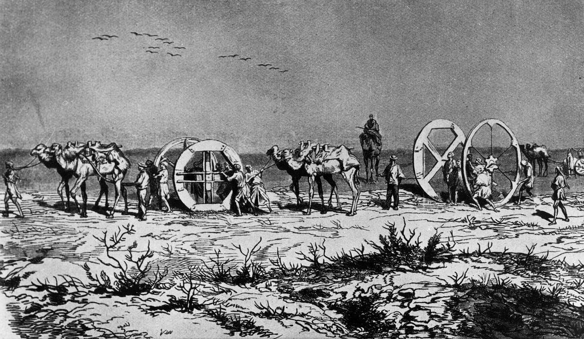Transport of working materials for the construction of the Suez Canal - 15.11.1861 contemporary picture