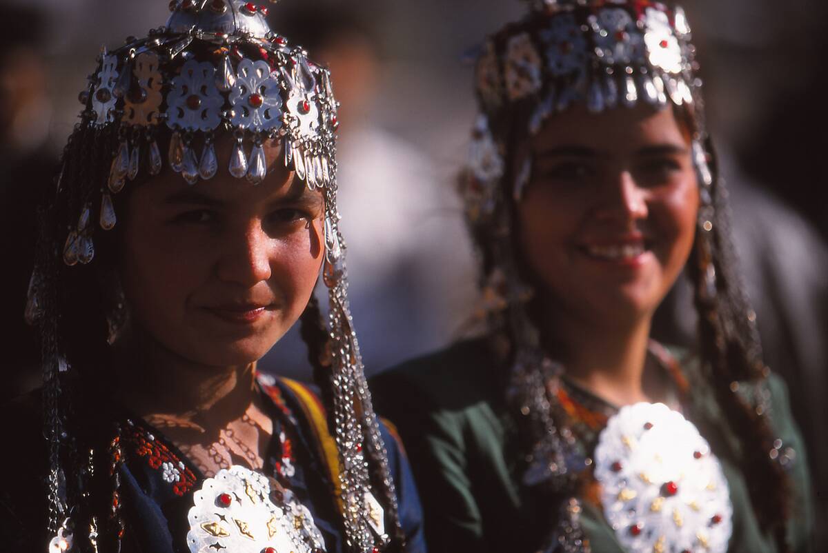 Turkoman Girls At A Race Meeting At Ashgabat In Turkmenistan