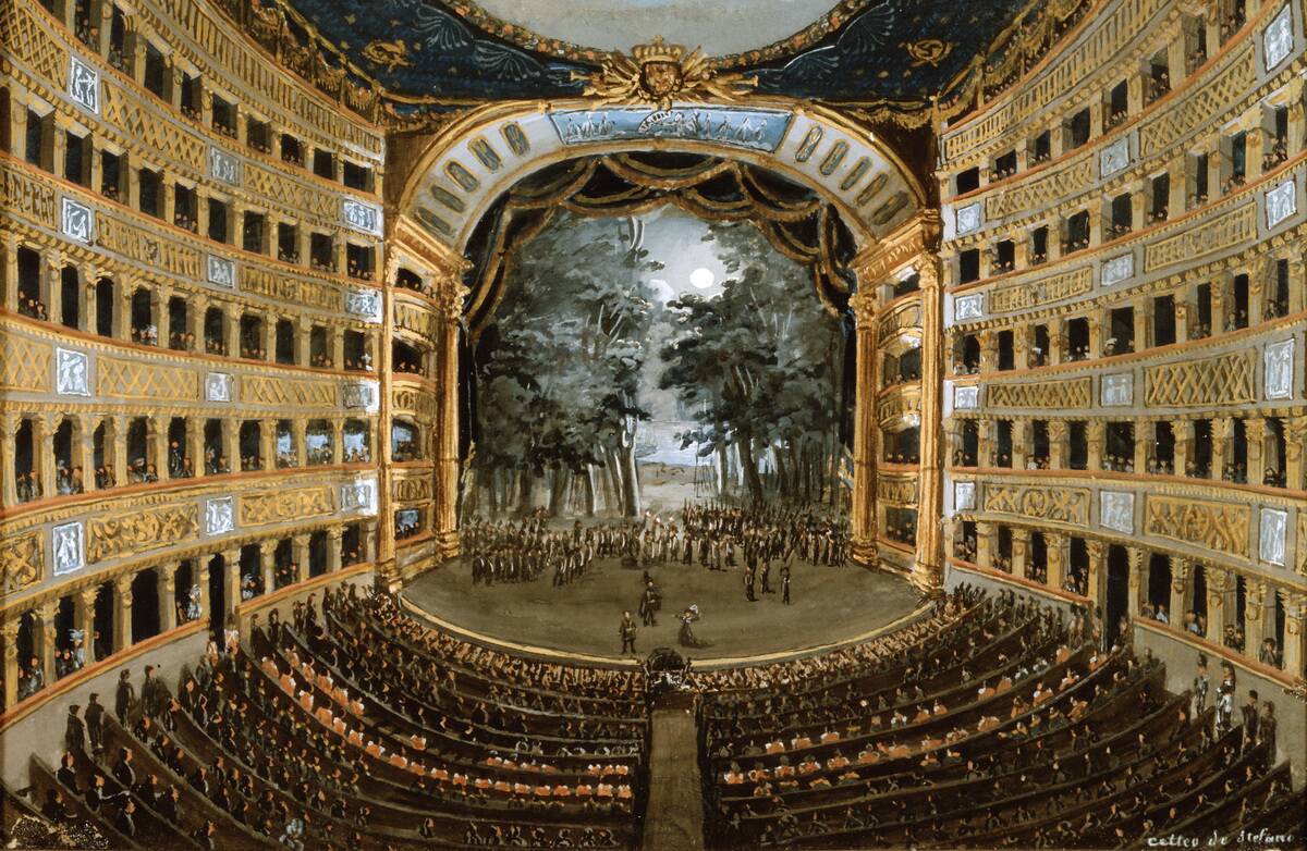 View of the interior of the Teatro San Carlo, Naples, 19th century.