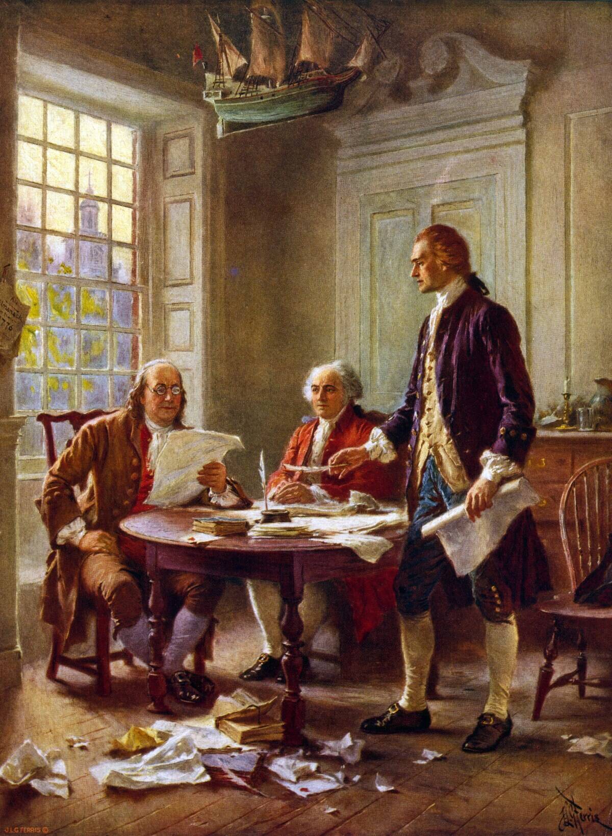 Writing the Declaration of Independence.