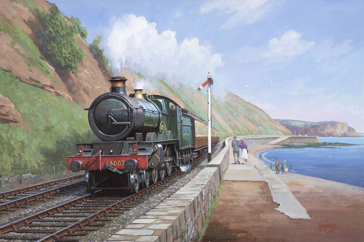 �Lode Star� No 4003, running along the sea wall at Dawlish, early 1930s.