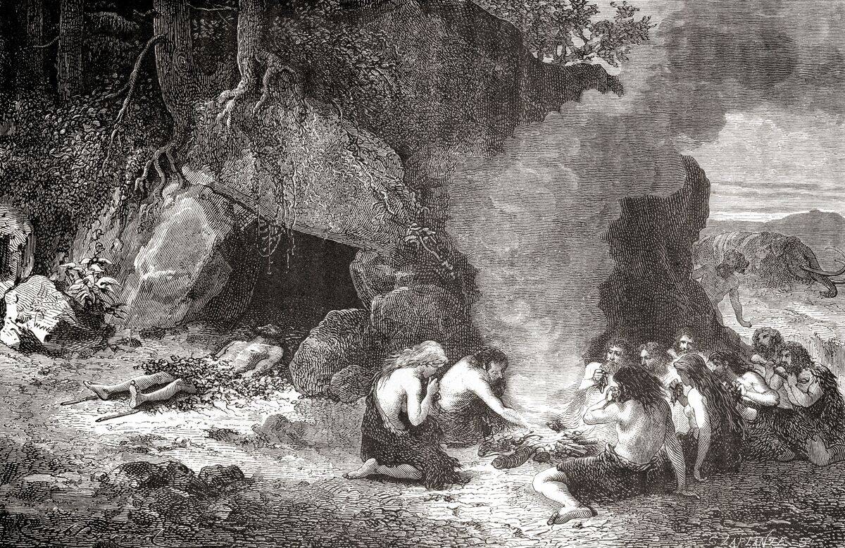 A funeral meal during the stone age