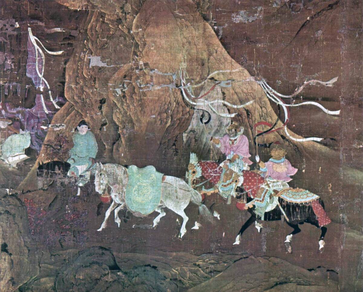 A Tributary Horse for Emperor Xuanzong, painted in the 12th century during the Song Dynasty.