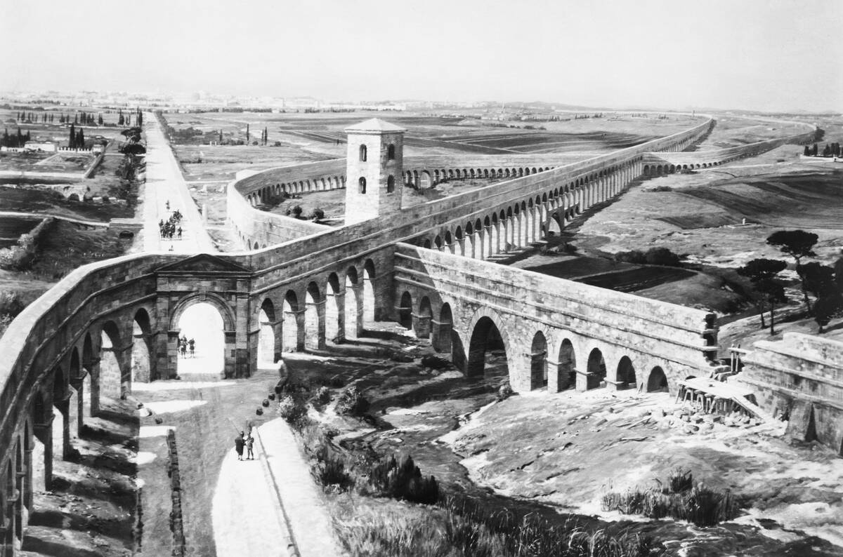 Ancient Roman Aqueducts--Illustration