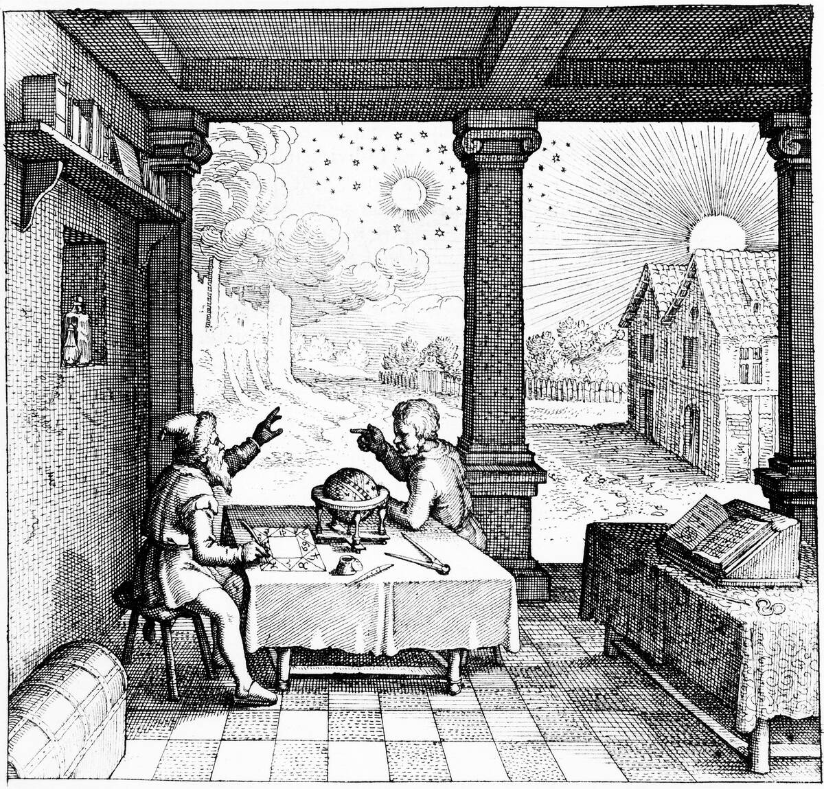 Astrologers preparing a horoscope, 1617-1619.