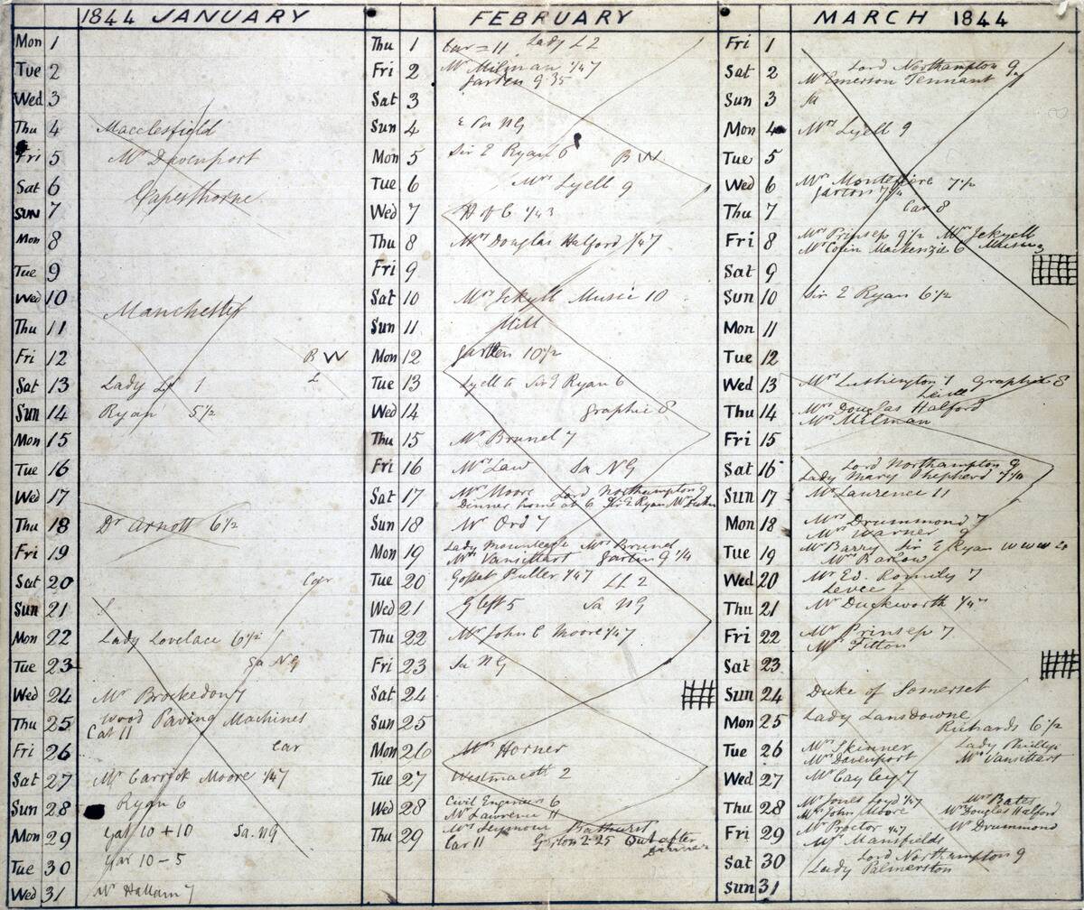 Extract from Babbages diary, January-March 1844.