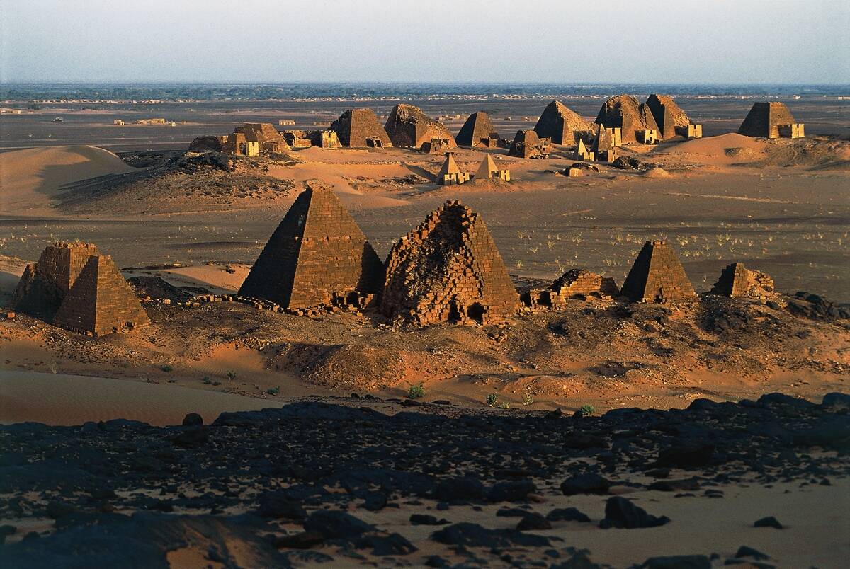 Funeral pyramids, necropolis on Island of Meroe