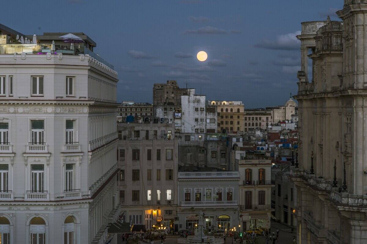 Havana Architecture Skyline With Moon