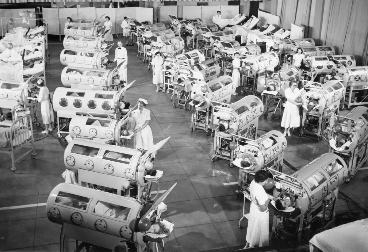 Iron Lungs in a Polio Ward