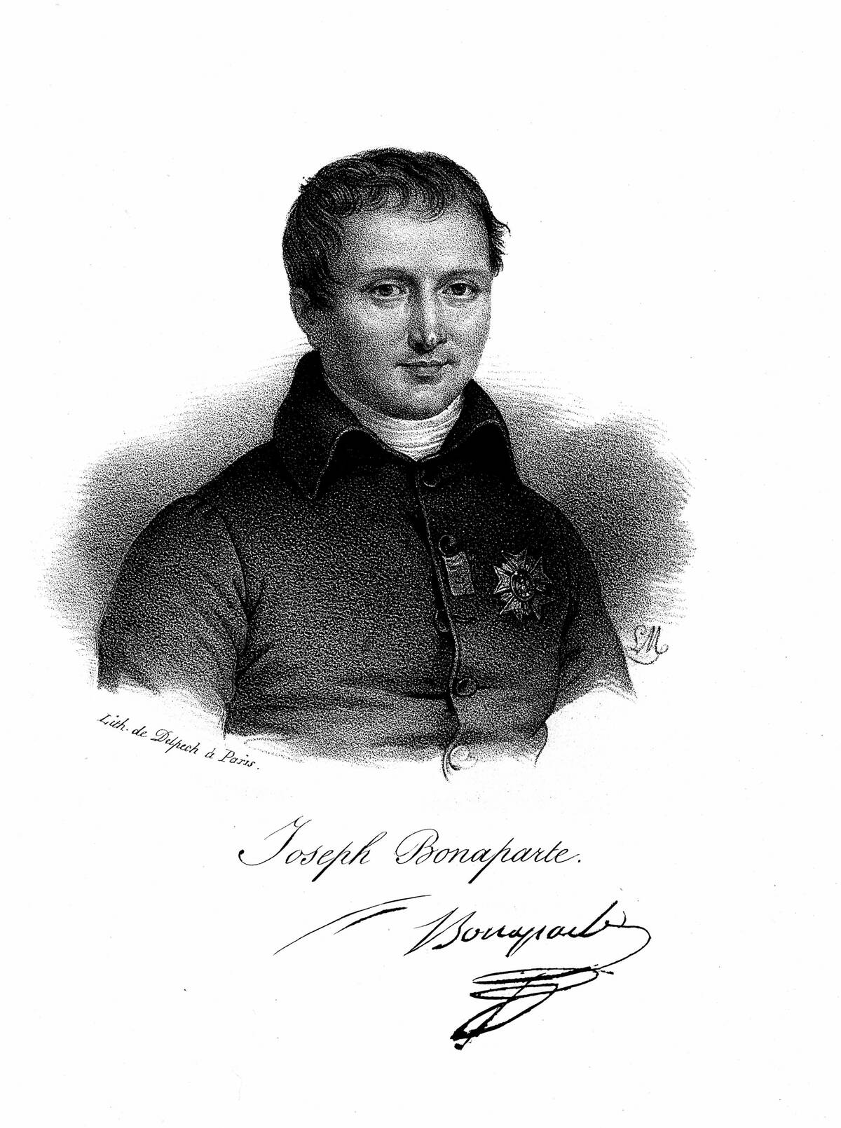 Joseph Bonaparte (1768-1844) King of Naples and Sicily (1806-1808) King of Spain (1808-1813) Brother of Napoleon Bonaparte. Lithograph c1830. ...