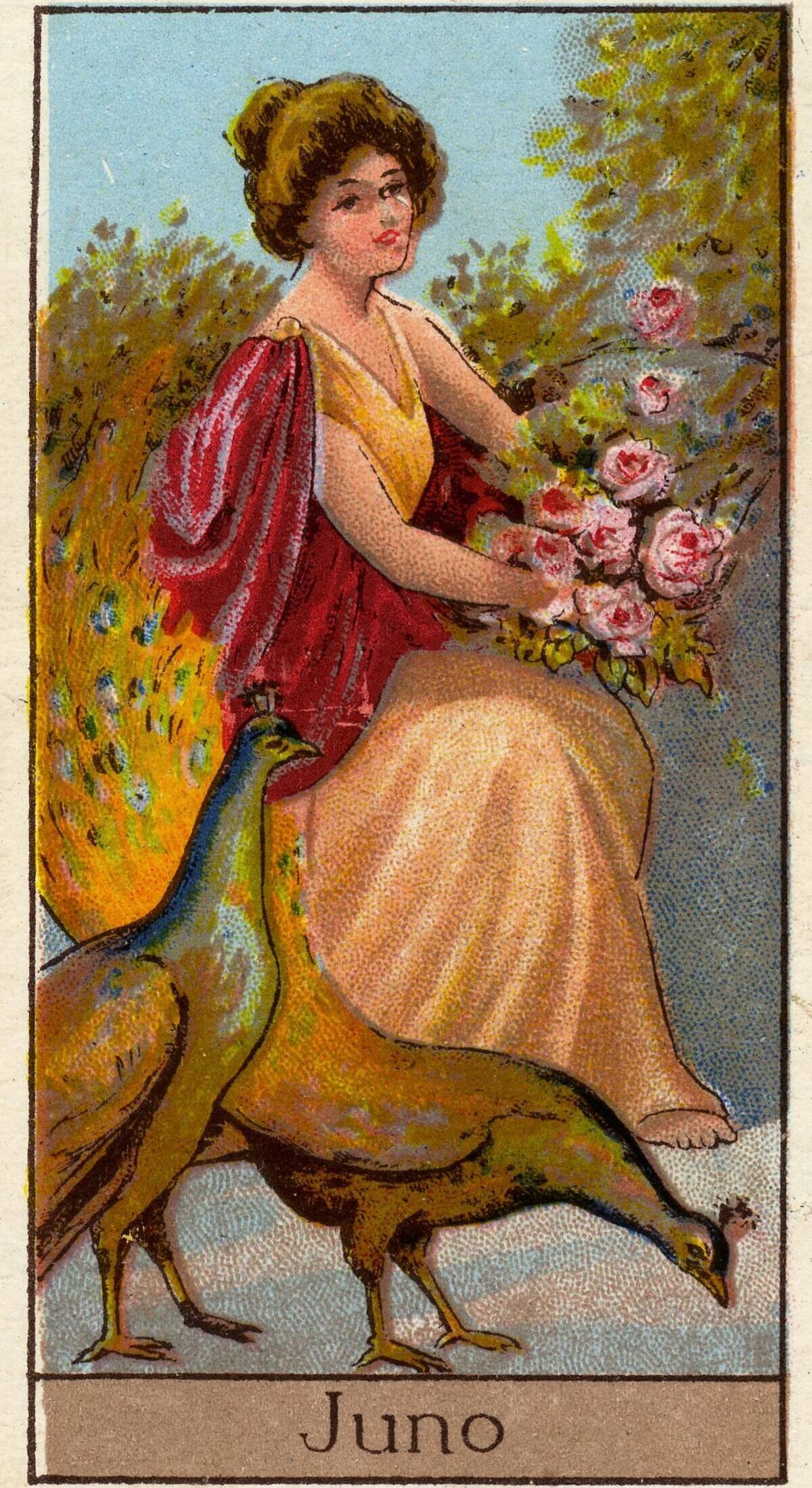 Juno, Vintage Cigarette Card, Mythological Gods and Goddesses series, 1924