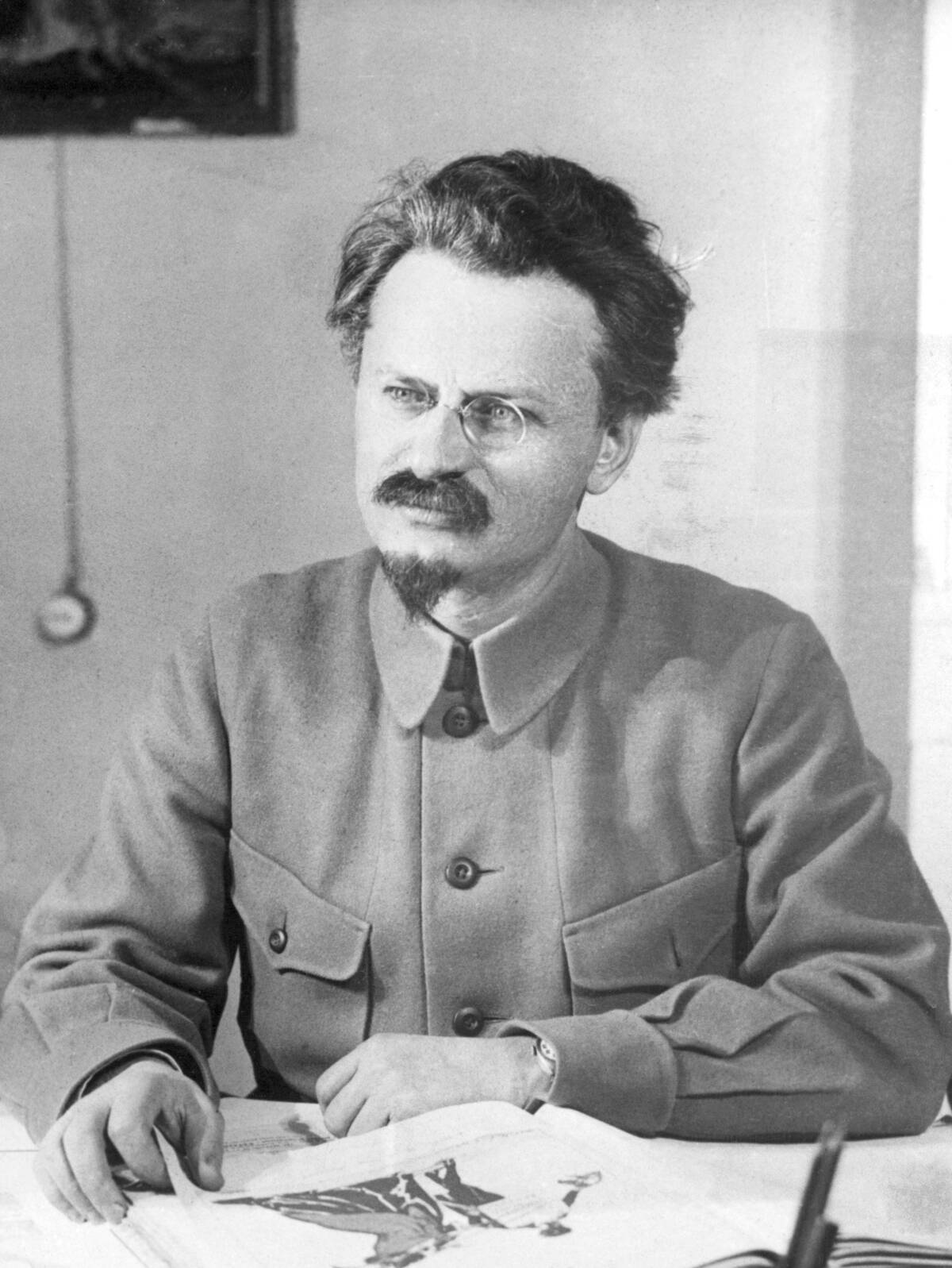 Leon Trotsky Leafing Through Book