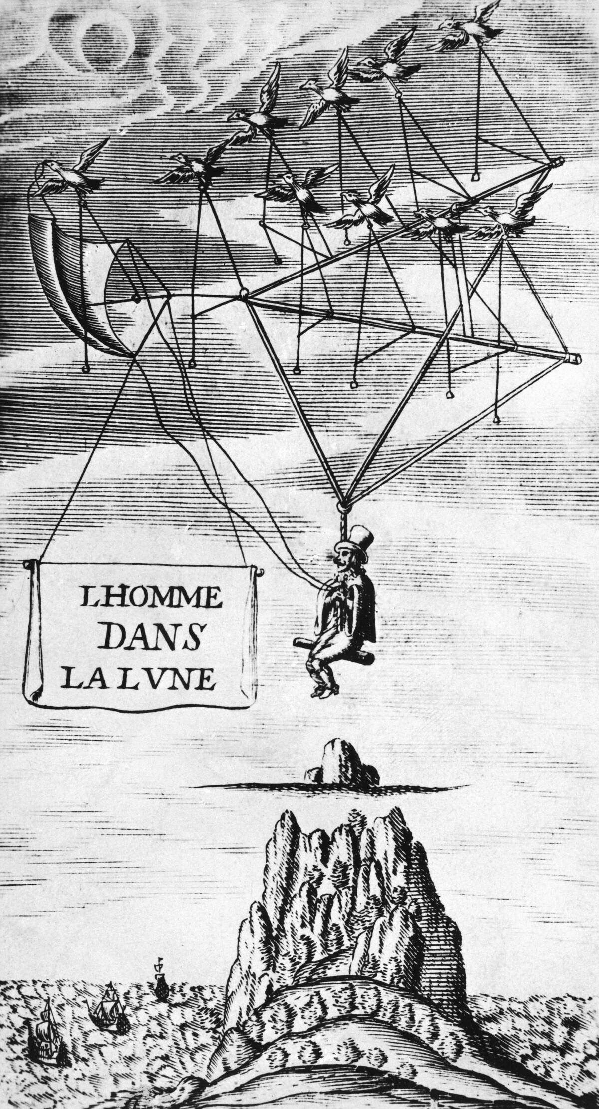 Man Being Lifted In To Air By Birds