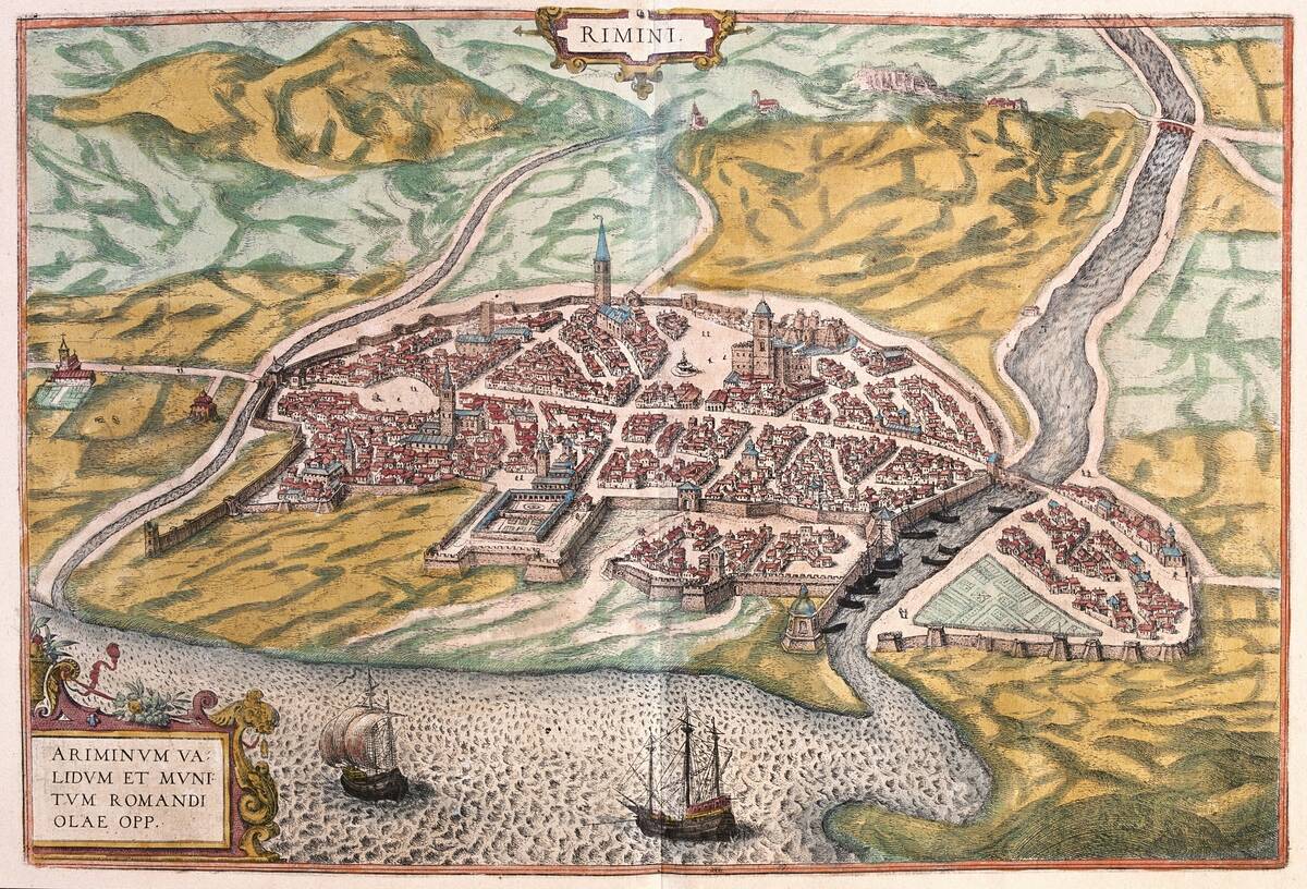 Map of Rimini from Civitates Orbis Terrarum