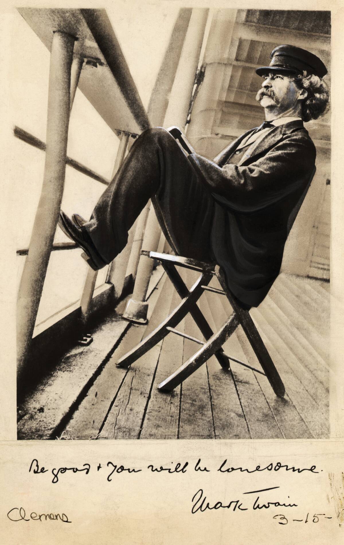 Mark Twain on Ship Deck
