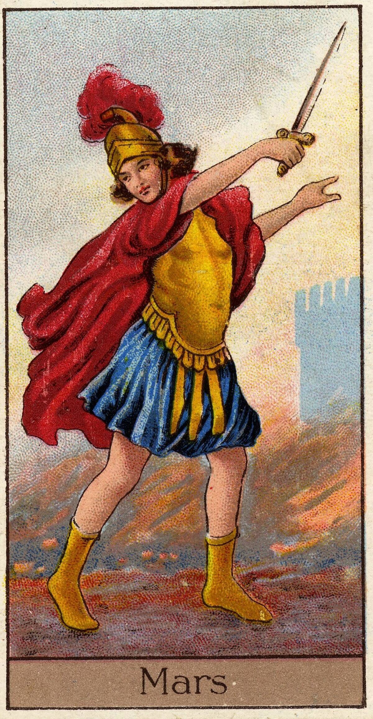 Mars, Vintage Cigarette Card, Mythological Gods and Goddesses series, 1924