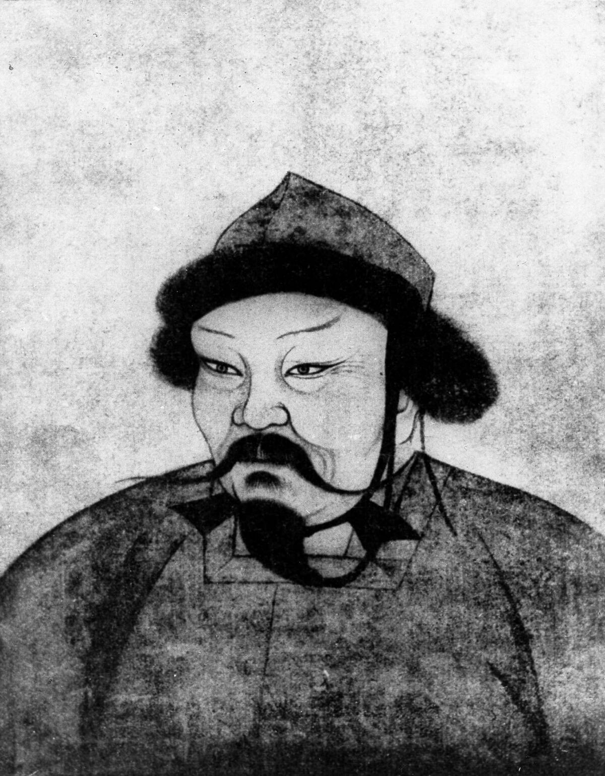 Ogedai Khan Ogedai (Ugedai / Ogotai) ca. 1185-11.12.1241+ Mongol ruler, Great Khan since 1229 son of Genghis Khan Chinese portrait drawing - 14th century