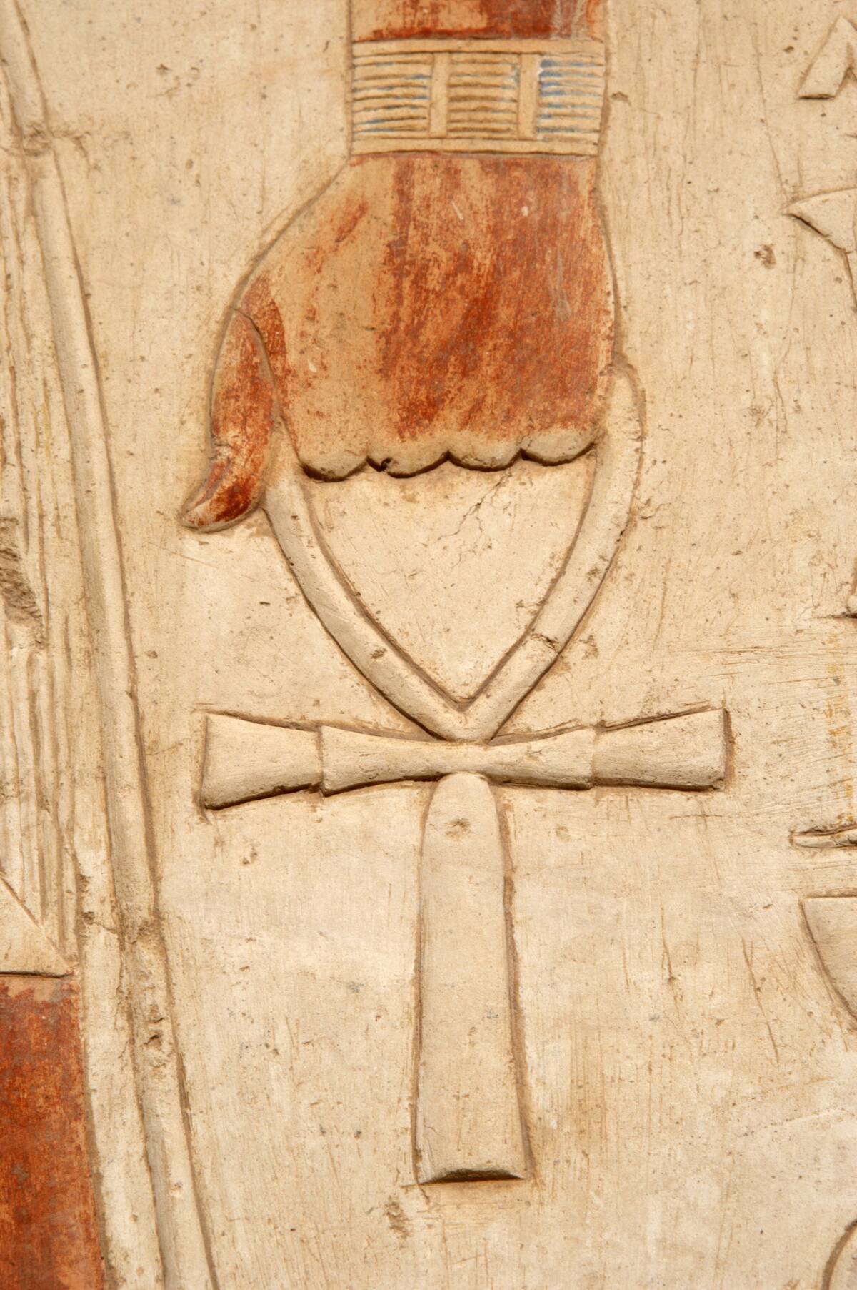 Relief depicting a hand with an ankh or crux ansata