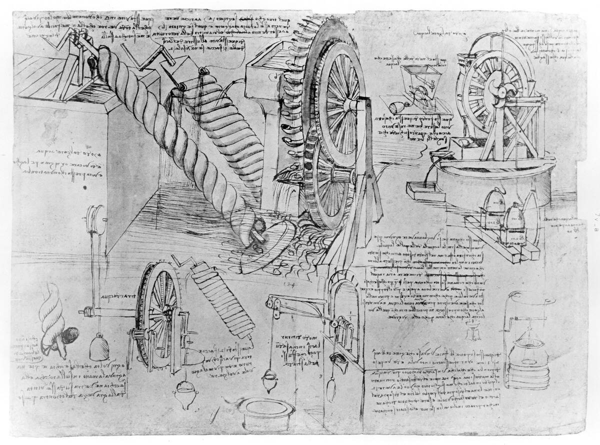 Sketch of water raising devices.
