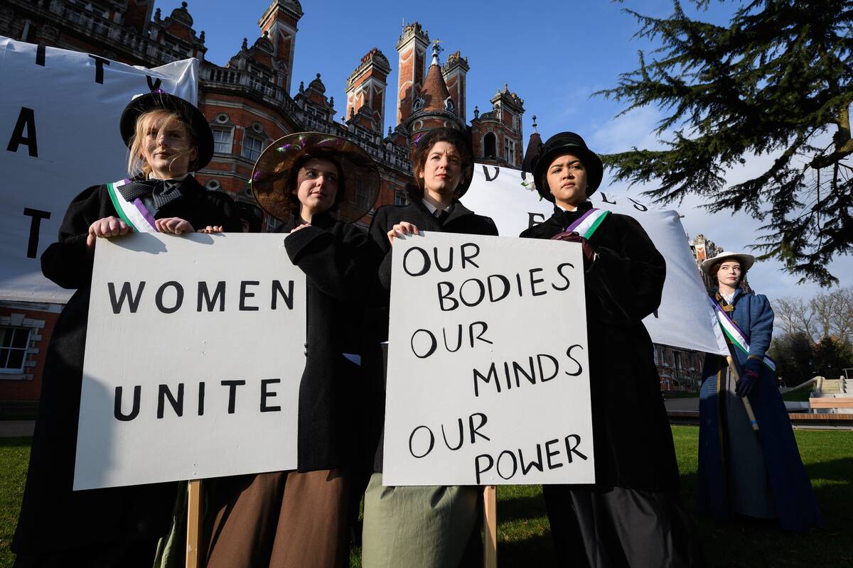 Students At The Royal Holloway College Re-create Famous Suffrage March