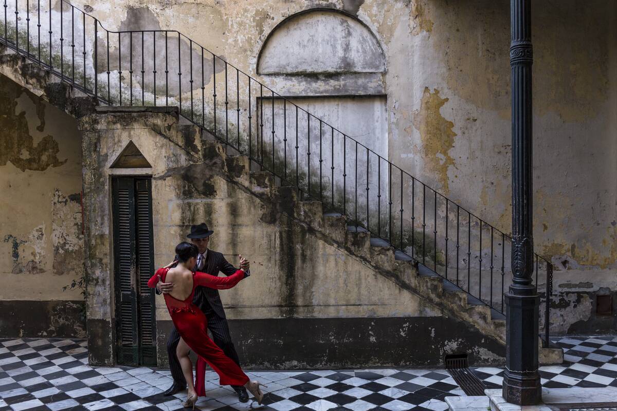 Tango Dancers In A Spanish Style Courtyard, Buenos Aires
