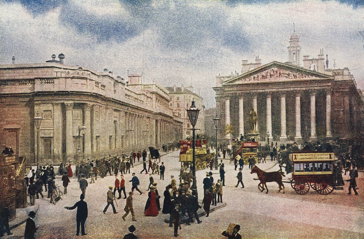 The Bank of England and The Royal Exchange, London, England