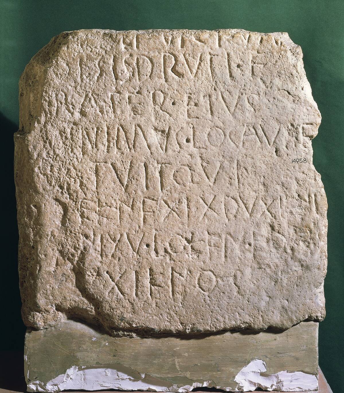 Travertine marble stele