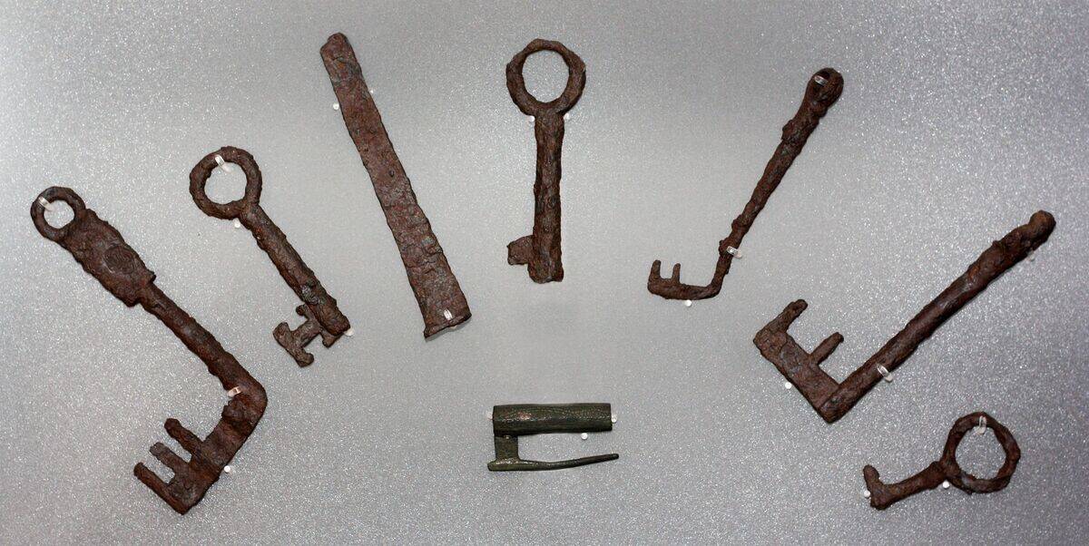 Various Roman keys, found in Roman city of Bath