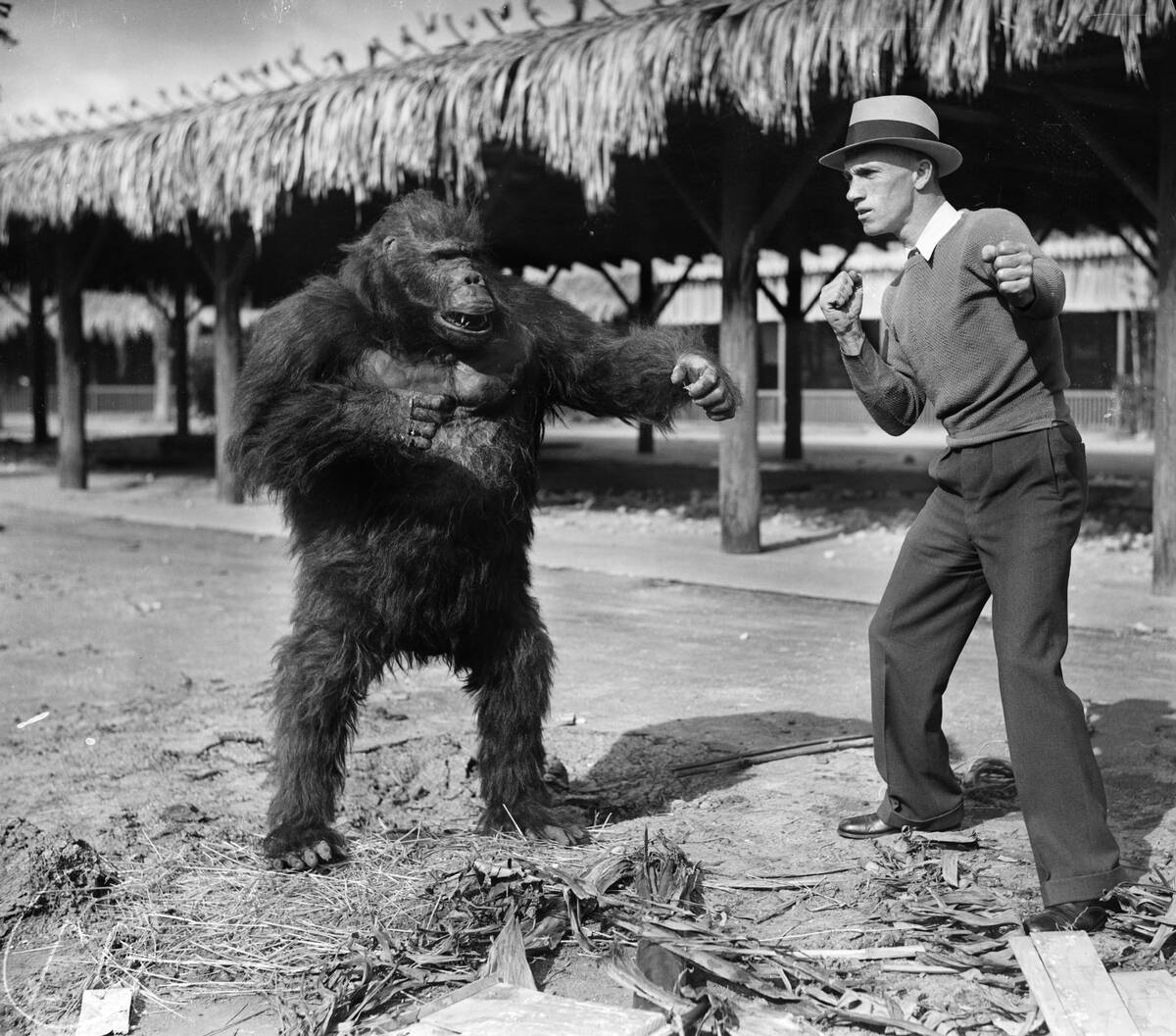 1930s MAN FIGHTING...