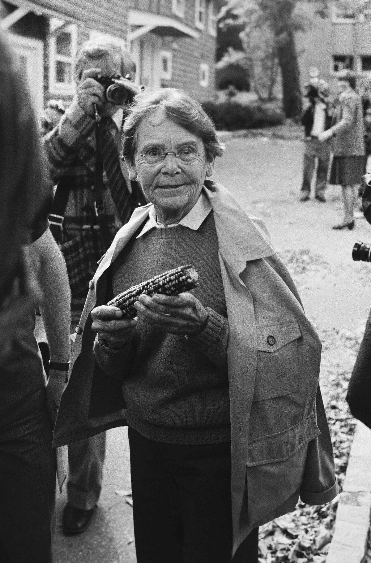 Barbara McClintock Holding Ear of Corn
