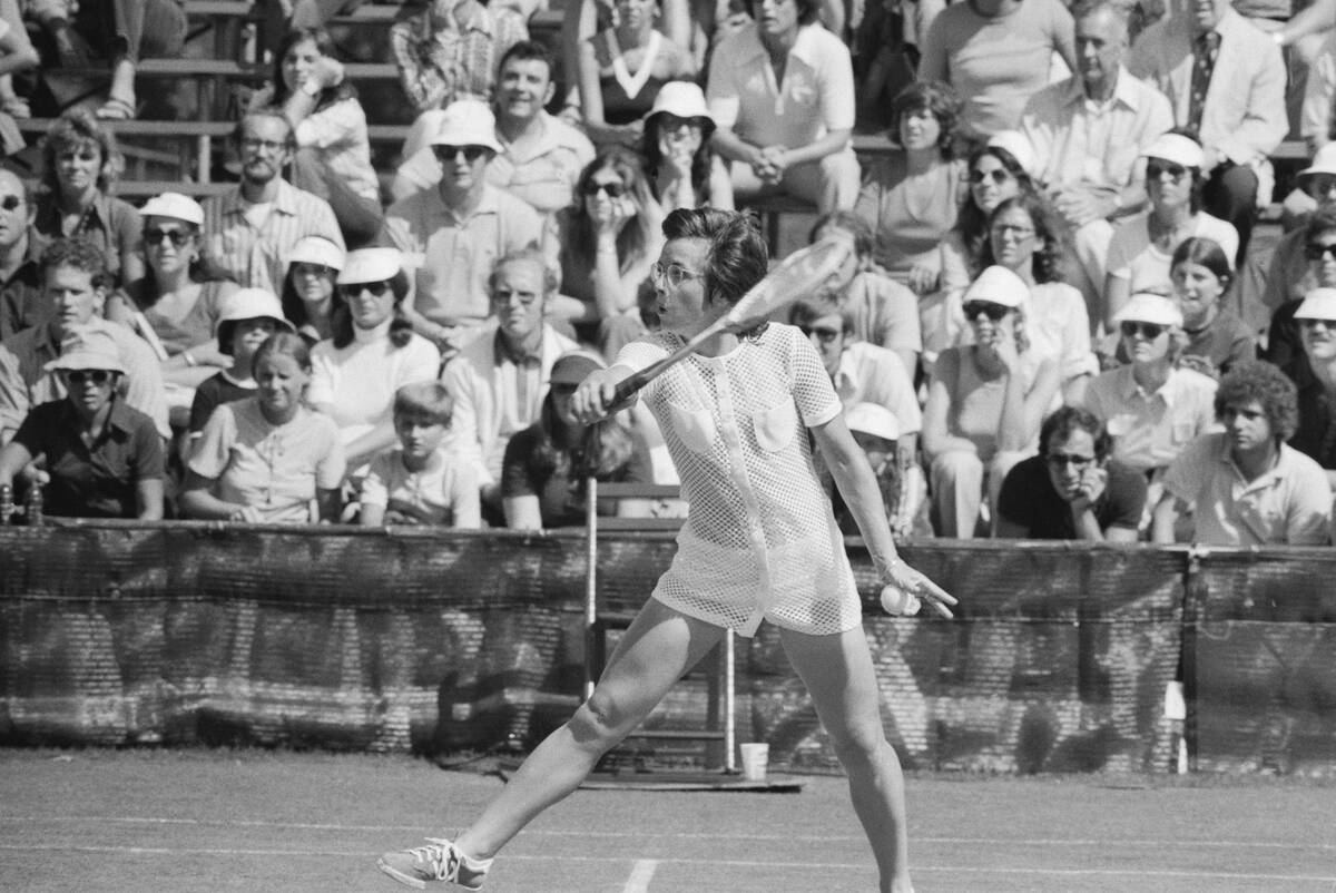 Billie Jean King Wearing Fashionable Tennis Wear on Court