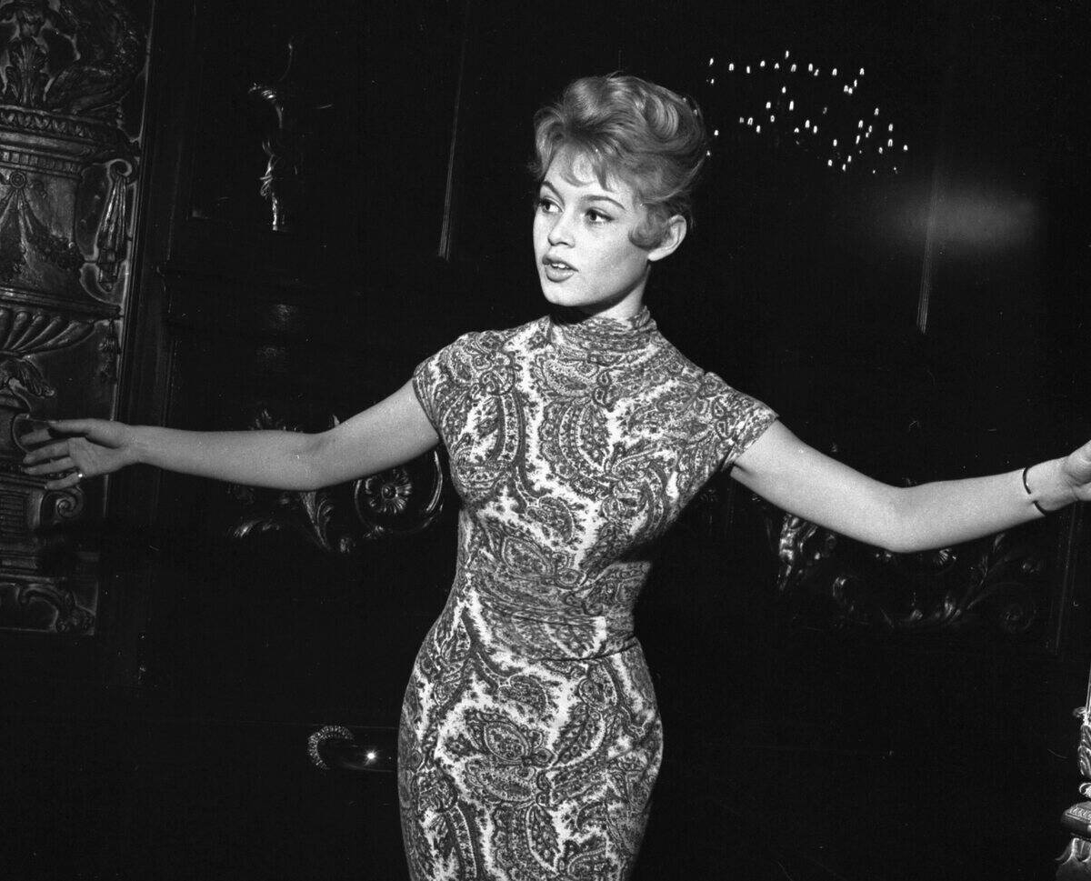 Brigitte Bardot at the Empire Theatre, Leicester Square before being presented to the Queen at the Royal Command Film Performance October 1956