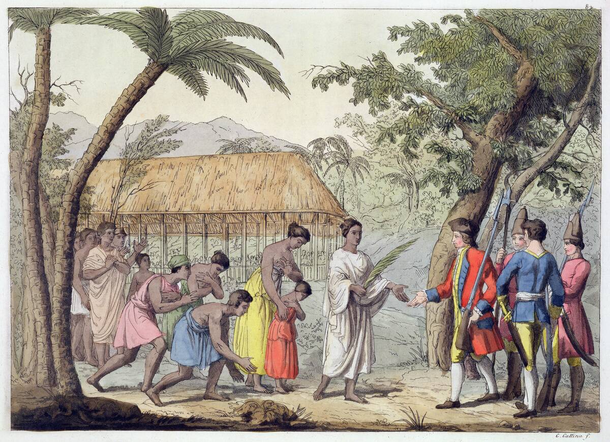 Captain Samuel Wallis Being Received By Queen Oberea On The Island Of Tahiti 1767 (19th Century)
