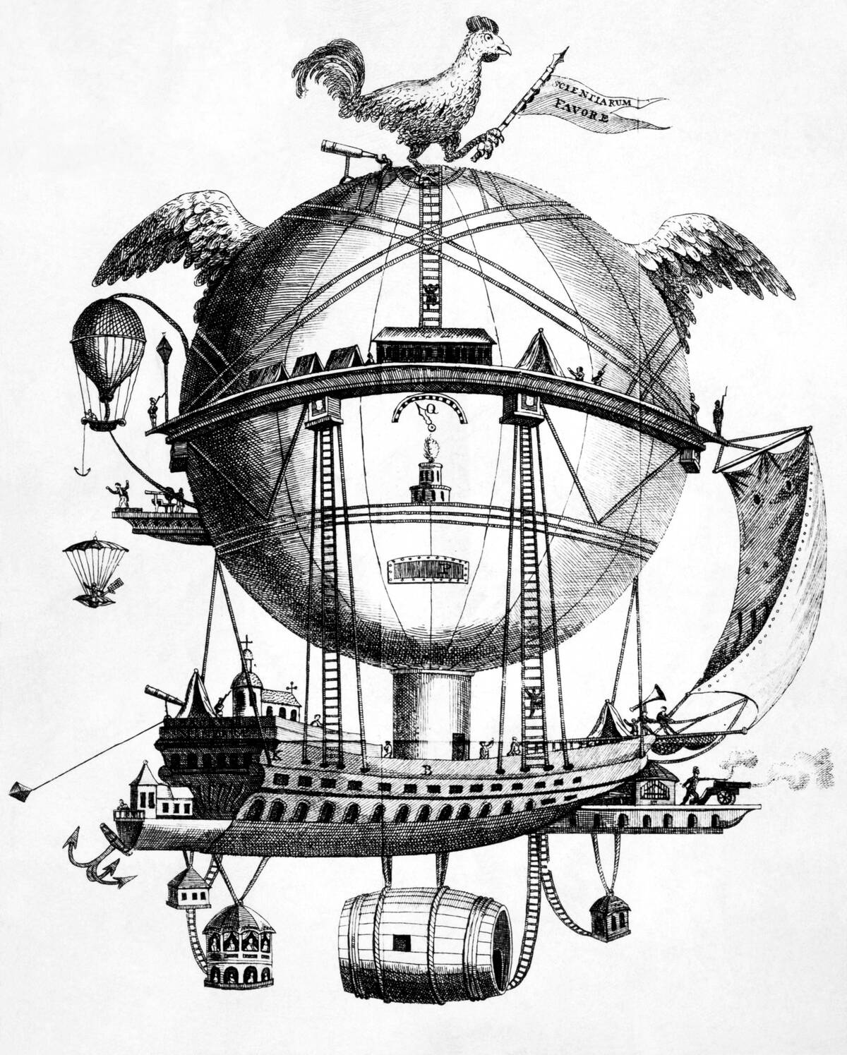 Cartoon Ridiculing Montgolfiere; Balloon