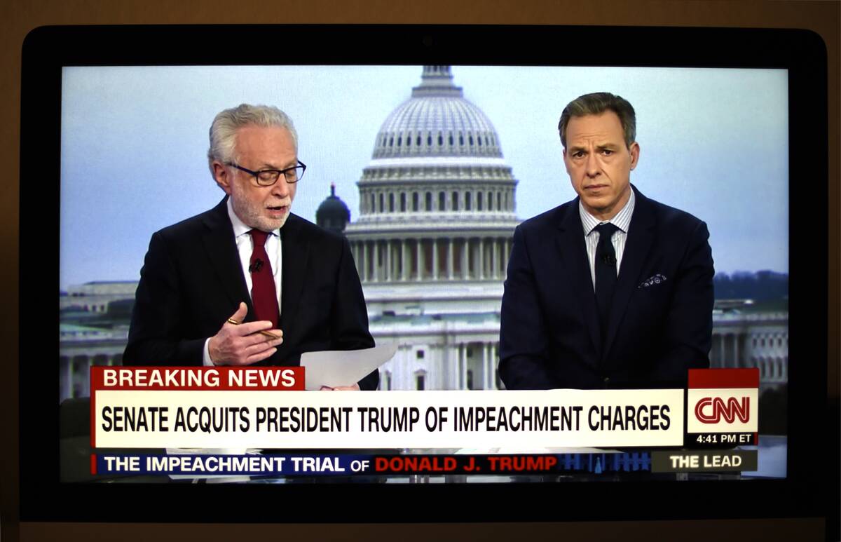 CNN televisioin coverage of Donald Trump impeachment trial