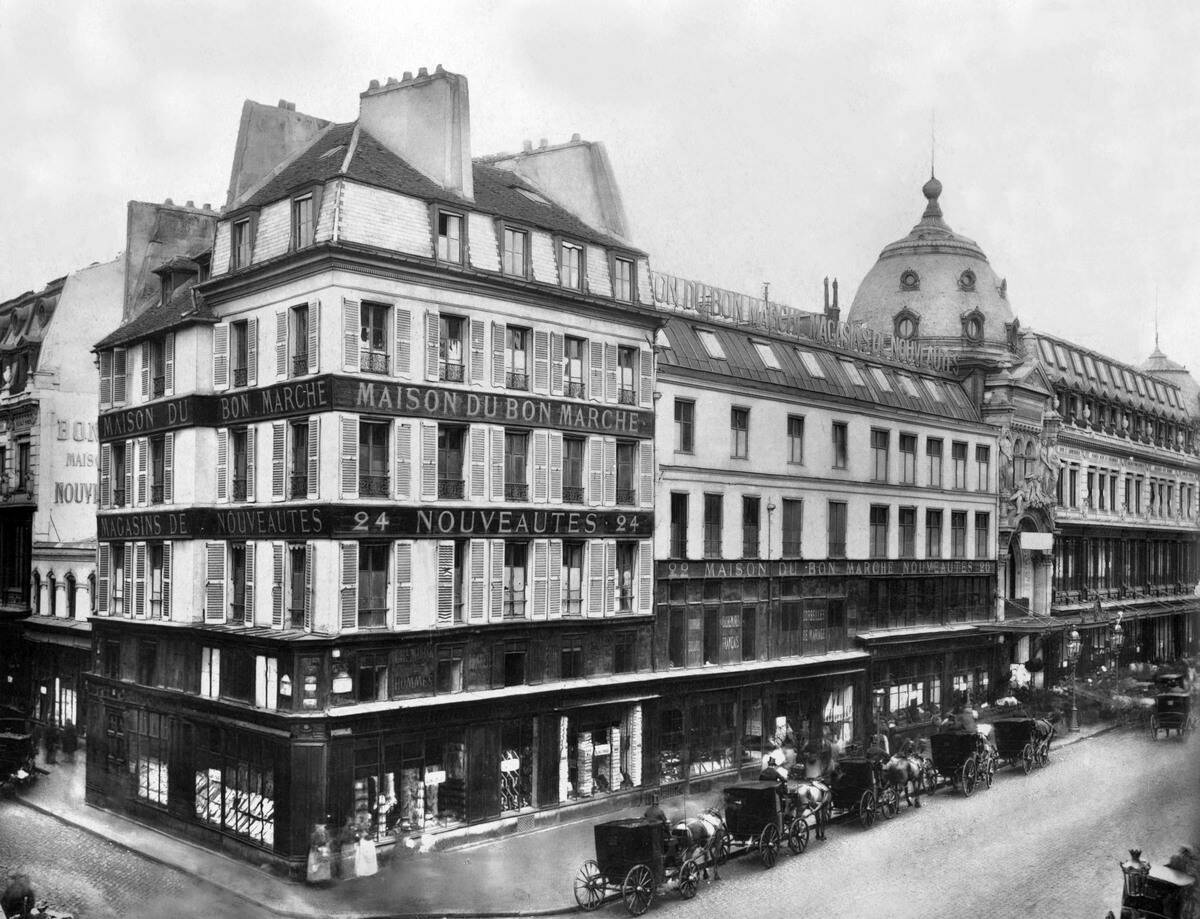 department store in Paris Bon Marche (founded in 1852 by Aristide Boucicaut 1810-1877), here c. 1900